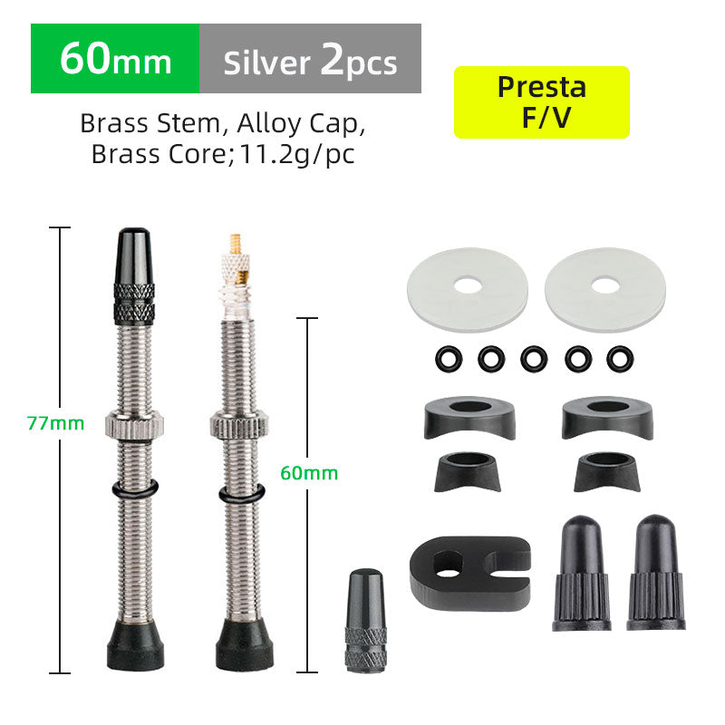 40/60/80mm Presta Nipples Bicycle Tubeless Rim F/V Valves Brass Core Brass Stem