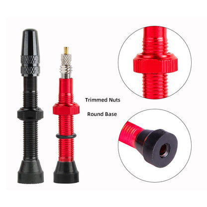 100/120mm F/V Nozzles Tubeless Tire Presta Valve Nipples W/Detachable Brass Core Tool O-ring Seals Alloy Cap Rim Protection Pads